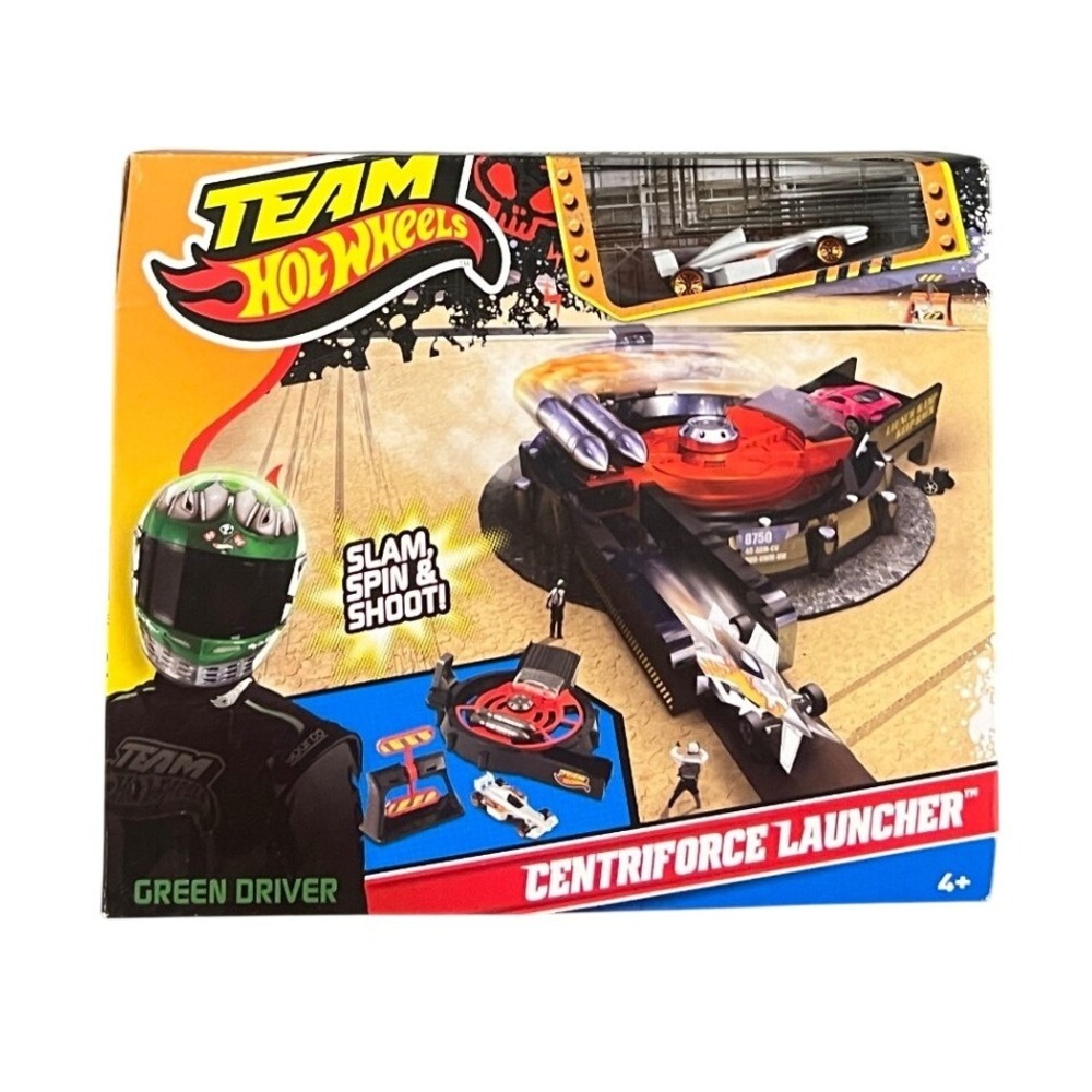 Hot Wheels Team Hot Wheels Centriforce Launcher Green Driver Stunt Set X0163